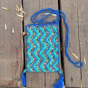 Boho Beaded Crossbody Bag Purse Woven Pattern